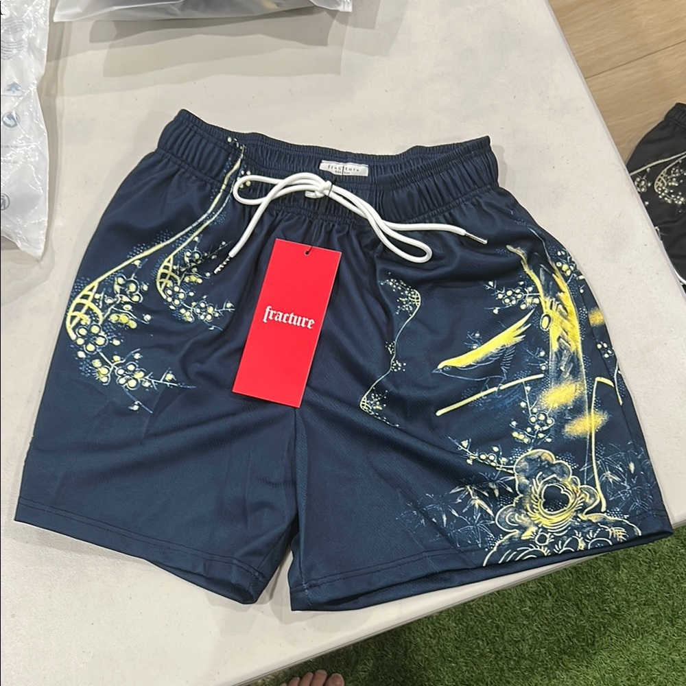 Men's Mesh Shorts - Navy and Yellow // FRACTURE